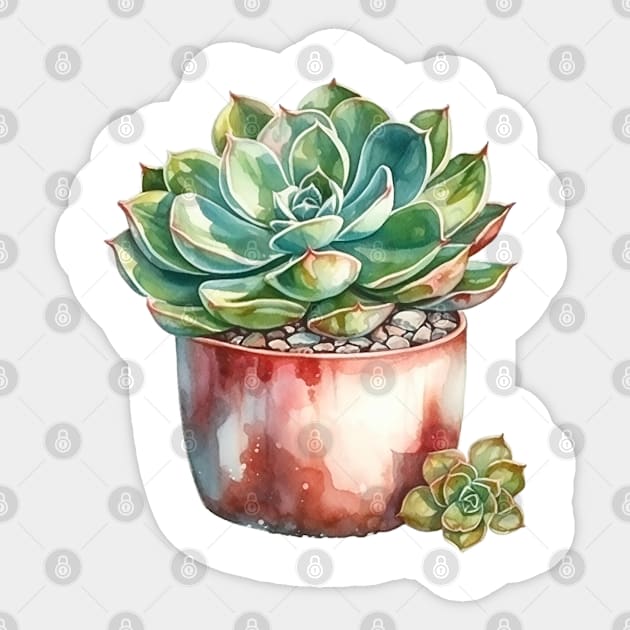 Succulents In Pot Sticker by get2create